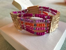 Stretch Bracelet By Color, Shades Of Purple, Gold Accents