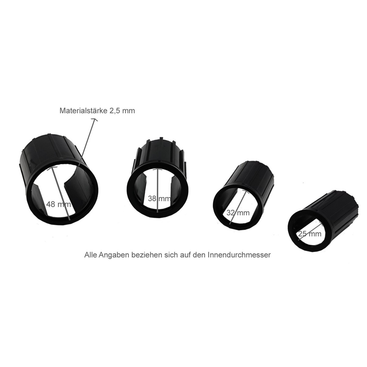 Schirmständer Adapter-Set – Reduzierringe 32/38/48 Mm, Mit Schrauben & Abdeckung, Aus Kunststoff, Für Garten-Sonnenschirme