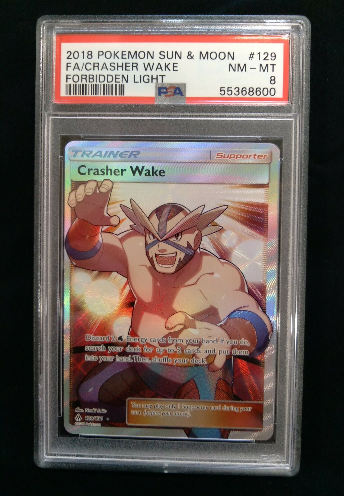 Graded PSA 8 2018 Pokemon Sun & Moon CRASHER WAKE #129 Forbidden Light NM - MT