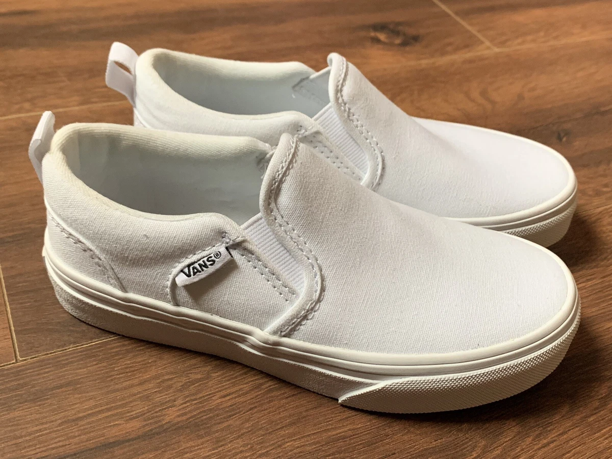 New Vans Asher Slip On Shoes Youth Size 13 Triple White Read No