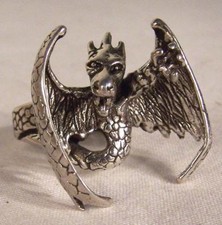 1 deluxe FLYING DRAGON NEW SILVER BIKER RING BR14 mens fashion jewelry dragons