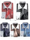 Men's Dress Shirt with Tie + Handkerchief, French Cuff Pin Striped Design New