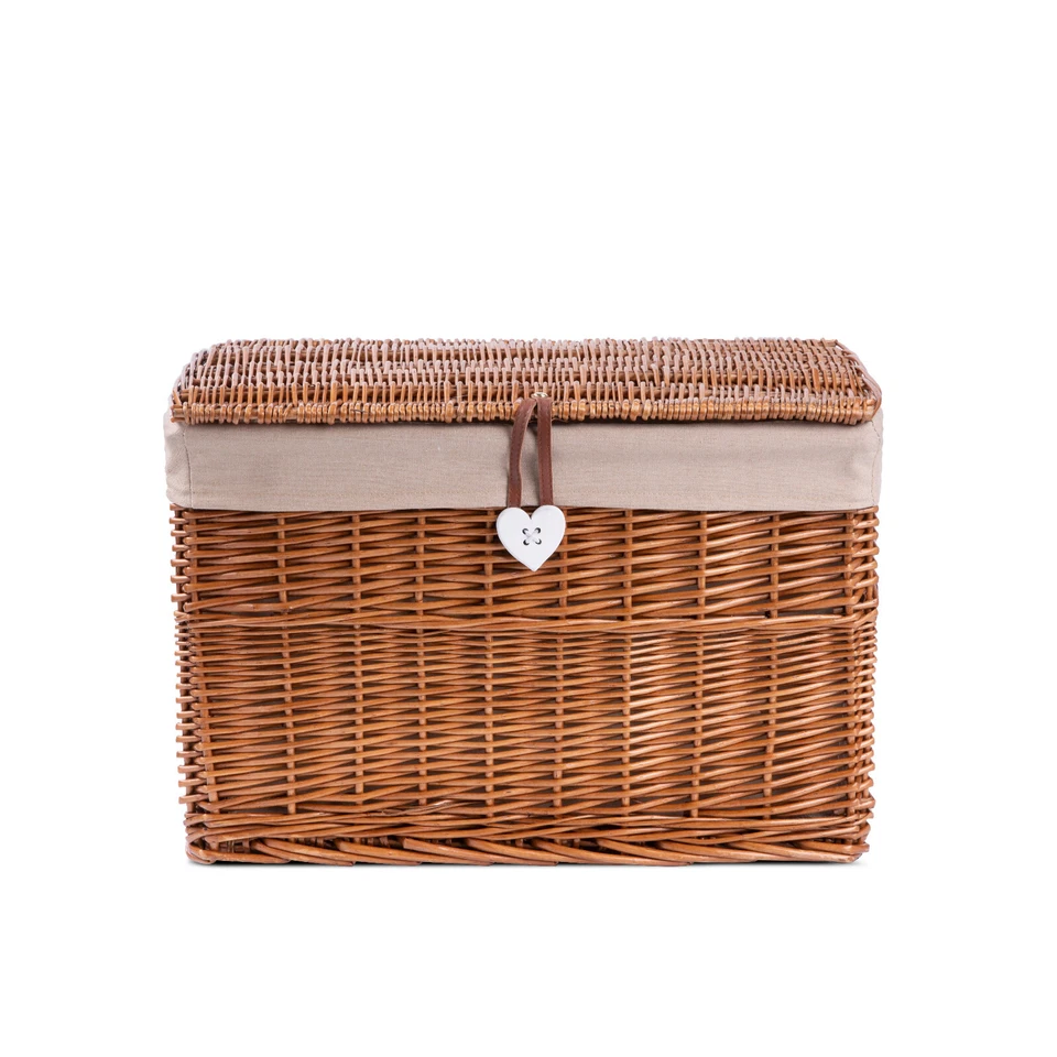 Wickerfield Grey Wicker Basket, Storage Chest Trunk Hamper with Cloth Linning - Image 2 of 4