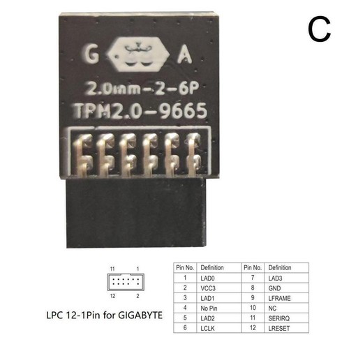 GIGABYTE TPM Security Module (12 Pin 12-1) TPM2.0 Compatible Platform K4D0 - Afbeelding 20 van 22