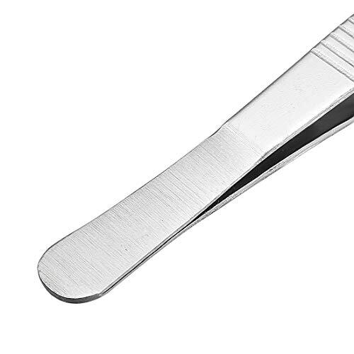 1 Pcs 6.3-Inch Stainless Steel Straight Blunt Tweezers With Serrated Tip - View #6