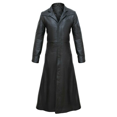 Detective Neo Matrix Style Black Gothic Style Men s Leather Trench Long Coat