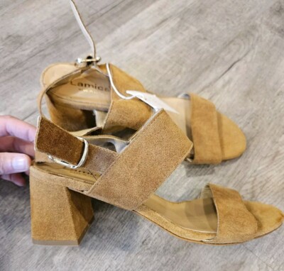 Lamica Leather Heel Slingback Shoes Women Size 10 Camel Made in Italy NWOB