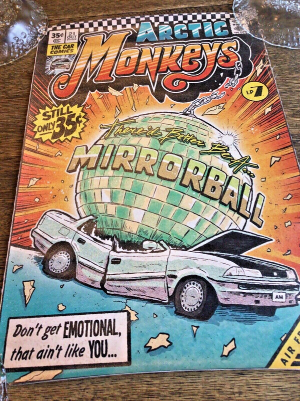 Artic Monkeys 12X18” vinyl canvas MIRRORBALL Poster, COMIC BOOK STYLE.New J