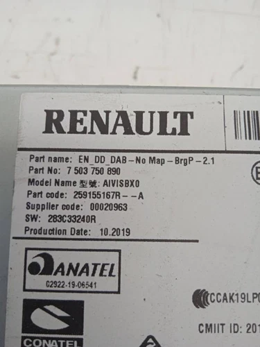 259155167R Sistema Audio/Radio Cd para RENAULT CLIO V Intens 2020 765589 - Imagen 3 de 6