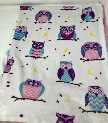 minky purple owl blanket