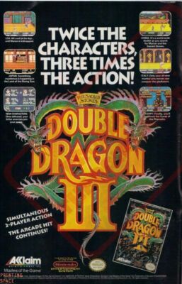 DOUBLE DRAGON Wall Poster Vintage Retro Promo Video Game III - POSTER 20x30