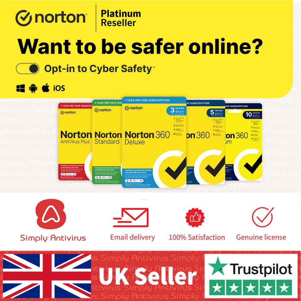 Norton 360 Antivirus 2025 Standard Deluxe Premium 1, 3, 5, 10 Stück 1 Jahr per E-Mail