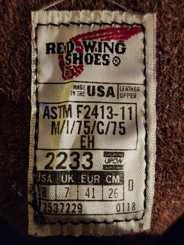 REDWING Steel Toe Safety Leather Oil Resistant Mens Boot Size 8 - Picture 8 of 9