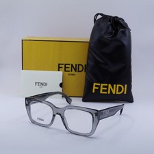 Fendi FE50094I 020 Shiny Transparent Grey 52mm Eyeglasses New Authentic