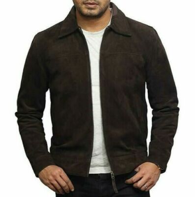 Men's Genuine Goat Suede Leather Biker Jacket Classic Men's Genuine Goat Suede Leather Biker Jacket Classic