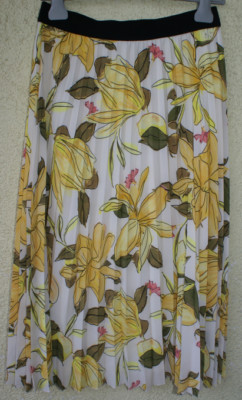 COMMA Rock Faltenrock stretch Sommer weiß gelb grün rosa Gr. 36/S NEU NP 79,--  