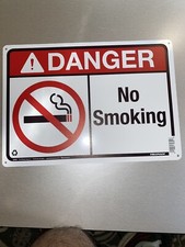 Hillman 849525   Danger No Smoking  Sign White/Red/Black Aluminum Metal 10x14