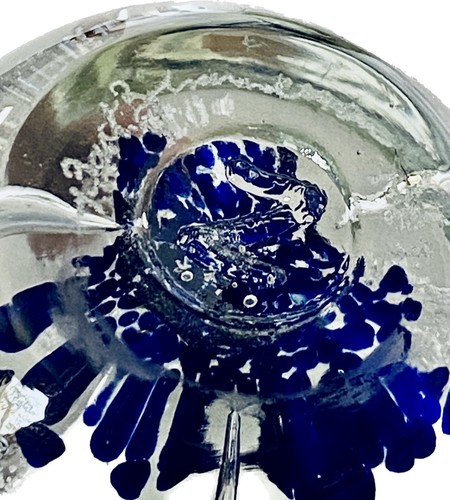 Vtg Bart Zimmerman Paperweight Art Glass Signed Trumpet Flower Blue White 3” - 第 7/9 張圖片