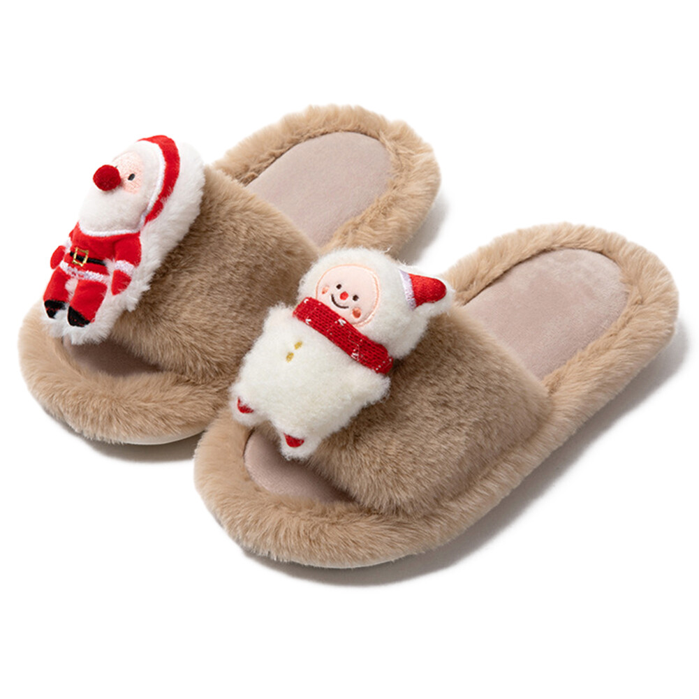 SAOLA Pantofole stampate natalizie comode peluche traspiranti suola gomma pantofole