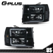 Smokeblack Led Drl Headlights Fit For 2007-2013 Gmc Sierra 1500 2500hd 3500hd