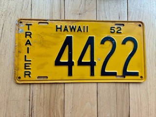 1952 Hawaii Trailer License Plate