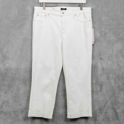 NYDJ Capri Released Hem Jeans Lift Tuck Technology Optic White Sz 14 NWT