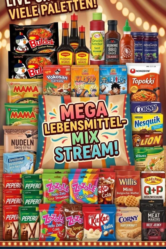 MEGA Lebensmittel-Mix Stream: Buldak, Anime, KitKat, Lorenz & mehr!