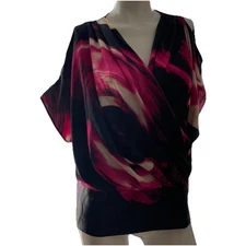 DKNY  CVintage Faux Wrap RetroTop Size S Y2K  Cold Shoulder