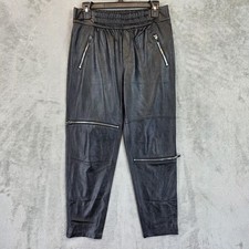 Zara Woman Pants Womens Small Black Faux Leather Joggers Zip Pockets 2969/277