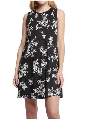 Marella Sport Carlos Shift Dress Sz 6 Black White Floral Coastal Quiet Luxury