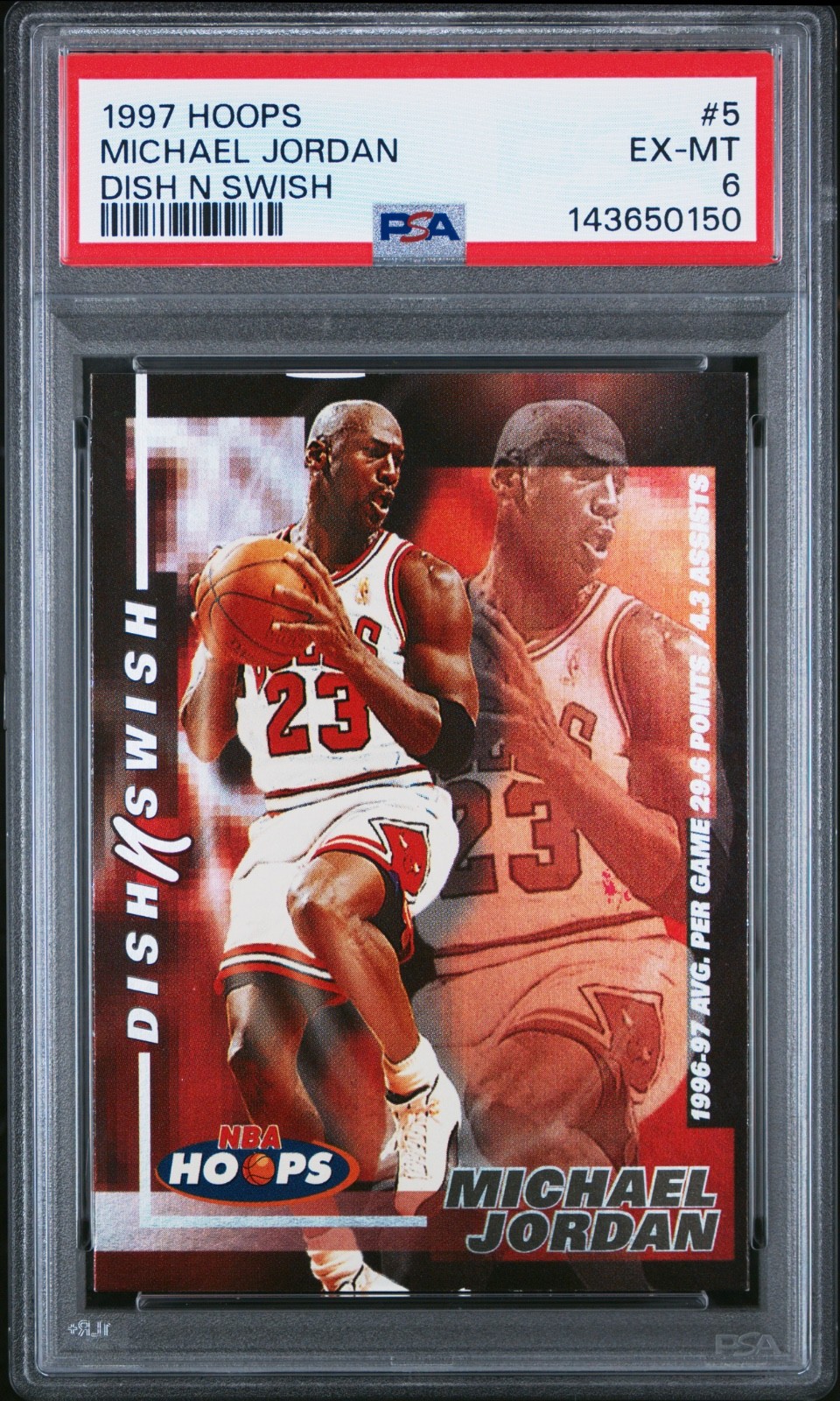 1997-98 NBA Hoops - Dish N Swish Michael Jordan #5 PSA 6