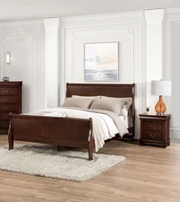 Louis Philippe Transitional Style Queen Size 3pc Bed Set Bedroom Furniture