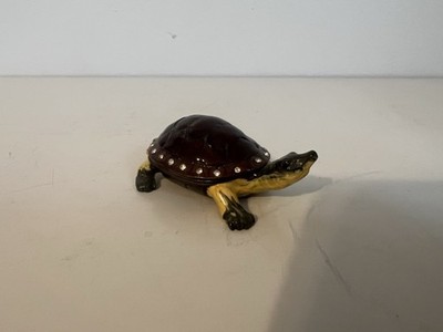 Jewelry Enamel BROWN TURTLE Hinged Jewelry / Trinket Box 3.25X2X1 - NWOT