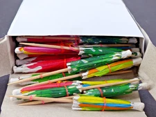 150 Drink Umbrellas Cocktail Picks Parasol Sticks Wood Toothpicks Decoration