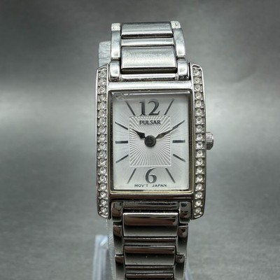 Seiko Pulsar Tank Watch Women 18mm Silver Dial Silver Tone 1N00-X265 New Battery