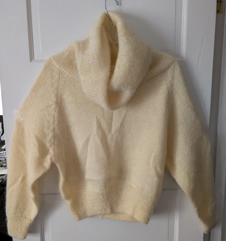 Fenn Wright Manson Mohair-Blend Cowl Neck Long Sleeve Cream Sweater Sz Small  - Image 3 of 4