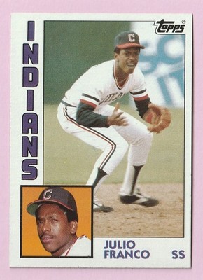 1984 Topps Head Entirely In Box Test Proof Blank Back JULIO FRANCO INDIANS *A9