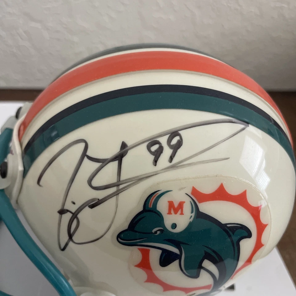 Minicasco autografiado por Jason Taylor y Bernie Kosar Miami Dolphins Foto 2 de 4