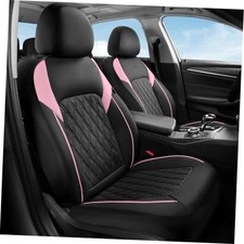Leather Seat Covers, Waterproof Car Seat Covers Seats, Luxury Front Black Pink