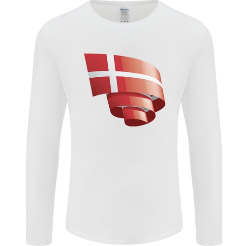Gekräuselter Dänemark Flagge Dänischer Tag Fußball Herren Langarm T-Shirt - Bild 2 von 15