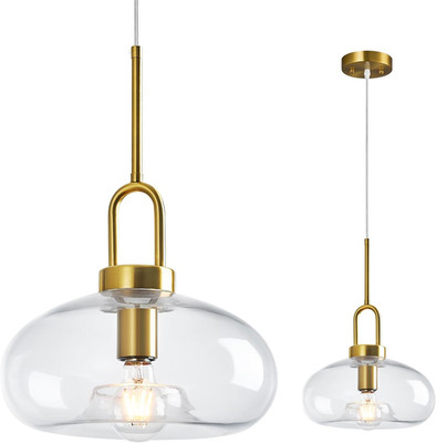 Modern Gold Adjustable Clear Glass Pendant Light for Kitchen & Dining Room