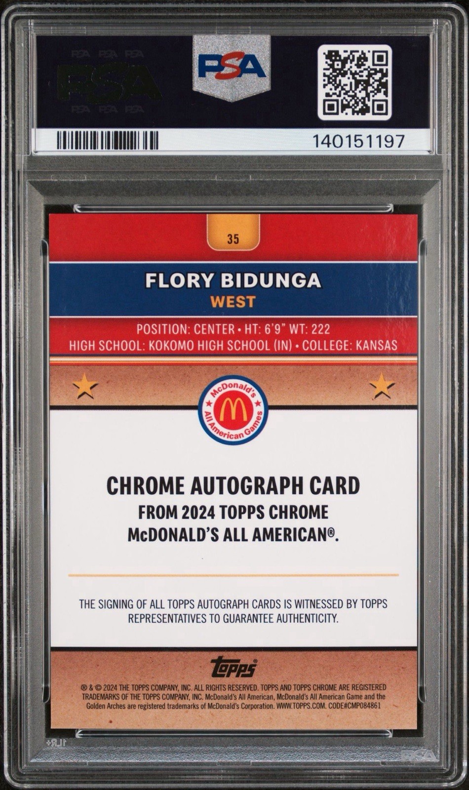 2024 McDONALD'S CHROME #35 FLORY BIDUNGA /25 AUTO-TIE-DYE REFRACTOR PSA 9 view 3