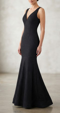 Vintage A'Gaci Womens S Black Metallic Mermaid Maxi Gown Prom Evening Dress