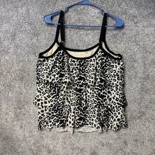 Maxine of Hollywood Tankini Swim Top Size 18 Leopard Print Bold Chic Retro Glam