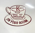 Triple K Service Porcelain Vintage Enamel Sign Fresh Coffee Tea Chocolate 9.5x10