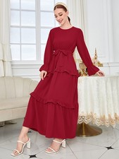 Evening Abaya Women Muslim Long Sleeve Maxi Dress Turkey Kaftan Cocktail Gown