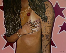 Women Loving Women Acrylic Painting Original Art Modern Abstract 22x28