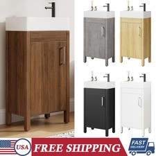 16" Bathroom Vanity w/Ceramic Sink Combo Small Space Storage Cabinet Mult-colors