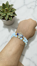 White Opal Glow   Crystal Glass Handmade Bracelet