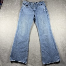 Levis Premium 70s High Flare Jeans Womens Size 31 Blue Distressed Big E 3013